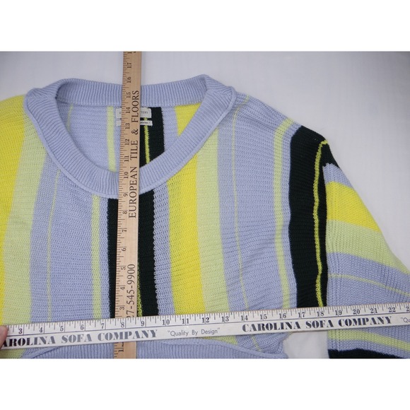 Urban Outfitters Striped Cropped Sweater Pullover Light Blue Yellow Black M - Picture 4 of 4